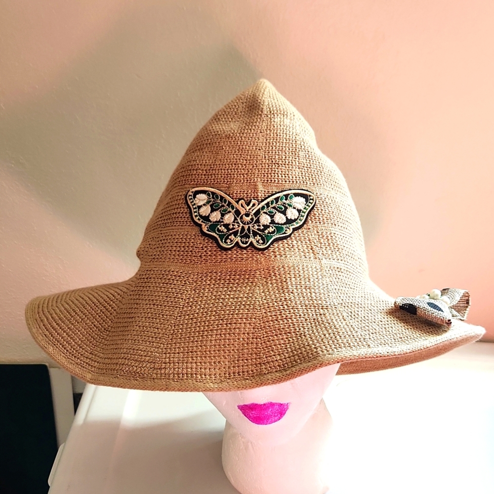 Sale Tan boho witch hat